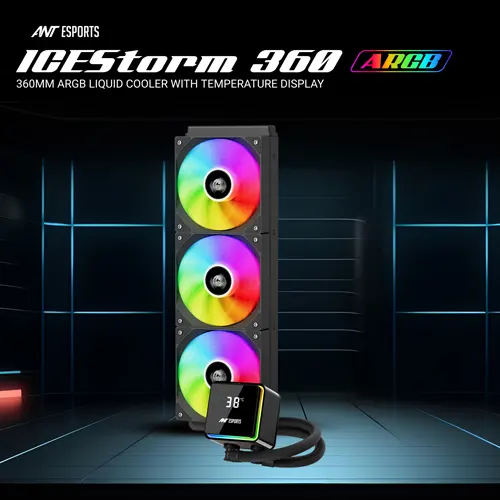 Ant Esports ICEStorm-360 ARGB CPU Liquid Cooler with Temperature Display